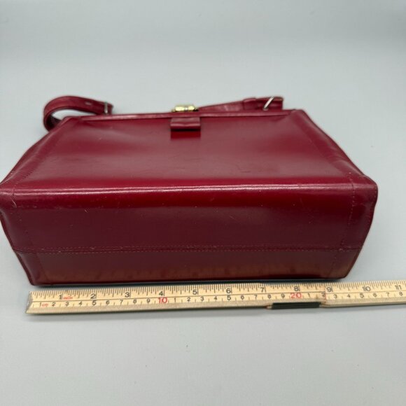 Vintage Rolfs Leather Top Handle Bag Women's Cherry Red Retro Classic - Picture 10 of 13